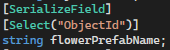 Select attribute usage (sample with a string property)