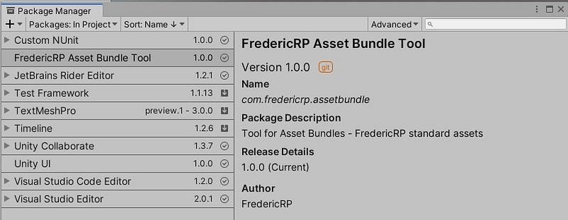 Asset Bundle package in the Unity Package Manager!